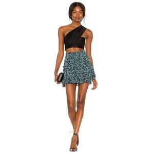 MISA Los Angeles Marion Teal Shimmer Mini Skirt Size M NWT